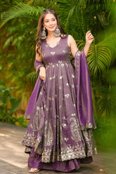 Royal Purple Roman Silk Gown Set Effortless Festive Glam