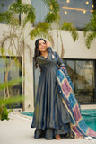 Festive Wear Anarkali Suit in Roman Silk Sequin