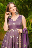 Royal Purple Roman Silk Gown Set Effortless Festive Glam