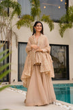 Beige Trending Suit Set Tabby Organza Fabric Mukesh Handwork