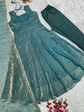 Aqua Grace - The Serene Teal Silk Gown