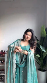 Aqua Grace - The Serene Teal Silk Gown