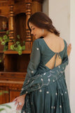 Star Georgette Sequence Embroidery Work Anarkali Gown - Grey