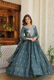 Star Georgette Sequence Embroidery Work Anarkali Gown - Grey