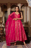 Designer Pretty Pink Gown Set with Dupatta - Wedding Wear