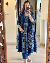 Trendy Cotton Blend Kurta Pant Dupatta Set