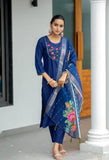 Soft Cotton Kurti Set with Embroidery and Digital Print Dupatta