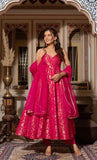 Designer Pretty Pink Gown Set with Dupatta - Wedding Wear