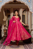 Designer Pretty Pink Gown Set with Dupatta - Wedding Wear