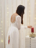 Classic White Georgette Gown with Dupatta