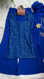 Timeless 90’s Style Designer Faux Georgette Ethnic Set with Boot-Cut Pants