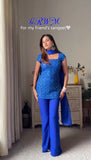 Timeless 90’s Style Designer Faux Georgette Ethnic Set with Boot-Cut Pants