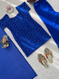 Timeless 90’s Style Designer Faux Georgette Ethnic Set with Boot-Cut Pants