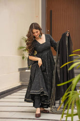 Gorgeous Black Anarkali Gown with Dupatta