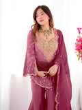 Elegant Pink Silk Palazzo Set with Dupatta – Trendy Party Wear Ensemble