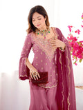 Elegant Pink Silk Palazzo Set with Dupatta – Trendy Party Wear Ensemble