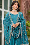 Elegant Vichitra Silk Gown With Dupatta