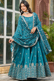 Elegant Vichitra Silk Gown With Dupatta
