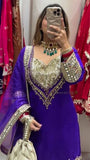 Vibrant Purple and Gold Designer Suit with Dupatta