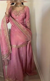 Gorgeous Pure Chinnon Silk Sharara – Perfect for Festive Occasions