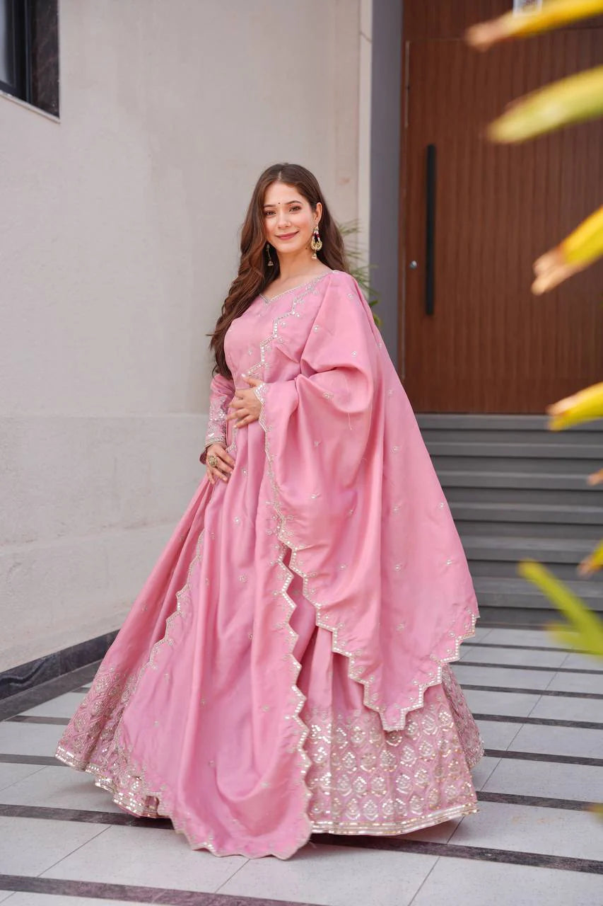 Blush Pink Embroidered Gown