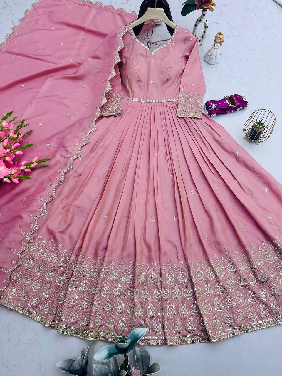 Blush Pink Embroidered Gown