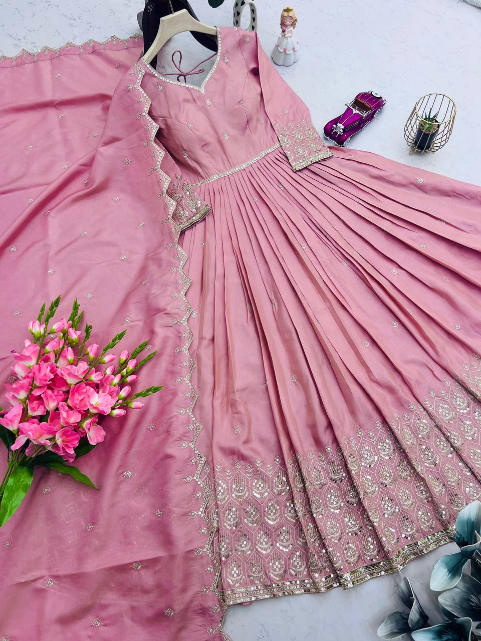 Blush Pink Embroidered Gown