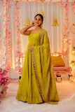 Traditional Chinnon Sequence Work Gown Pant With Dupatta