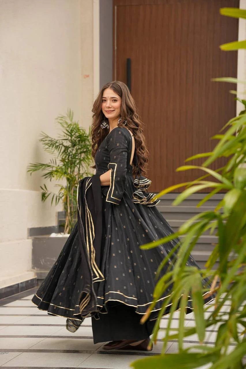 Gorgeous Black Anarkali Gown with Dupatta