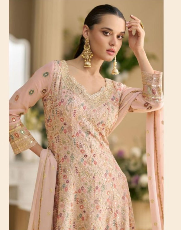 Glitz & Grace – Peach Blush Palazzo Set