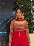 Red Fox Georgette Kediya Sharara Set