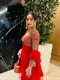 Red Fox Georgette Kediya Sharara Set