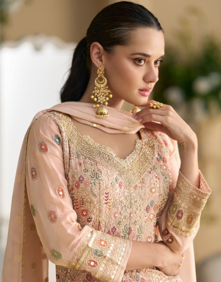 Glitz & Grace – Peach Blush Palazzo Set