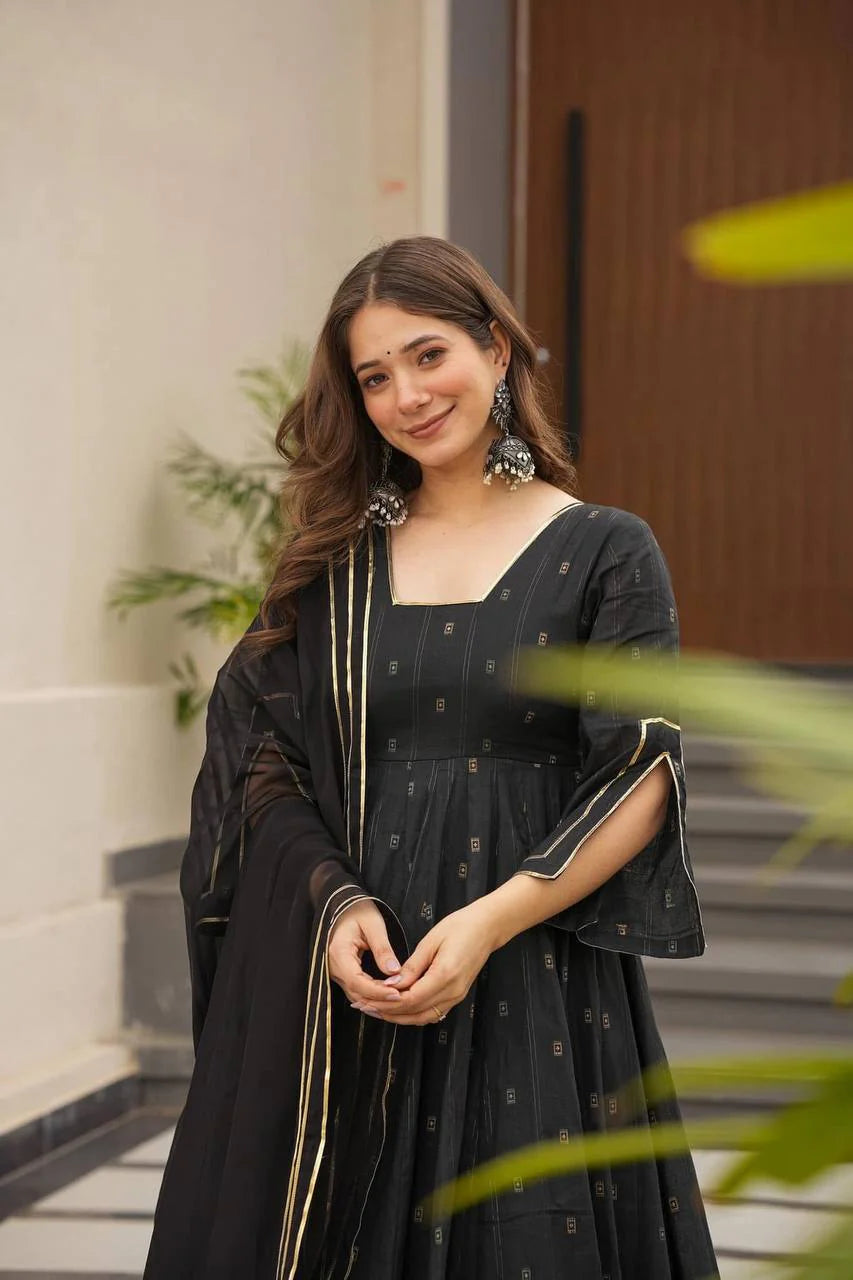 Gorgeous Black Anarkali Gown with Dupatta