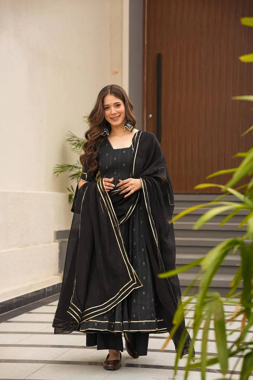 Gorgeous Black Anarkali Gown with Dupatta