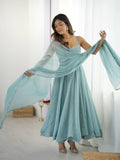 Crunch Silk Anarkali Suit Set