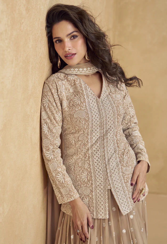 Jhansi Royale – Luxe Georgette Sharara Ensemble