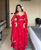 Scarlet Slit Anarkali Premium Set – Bold & Elegant