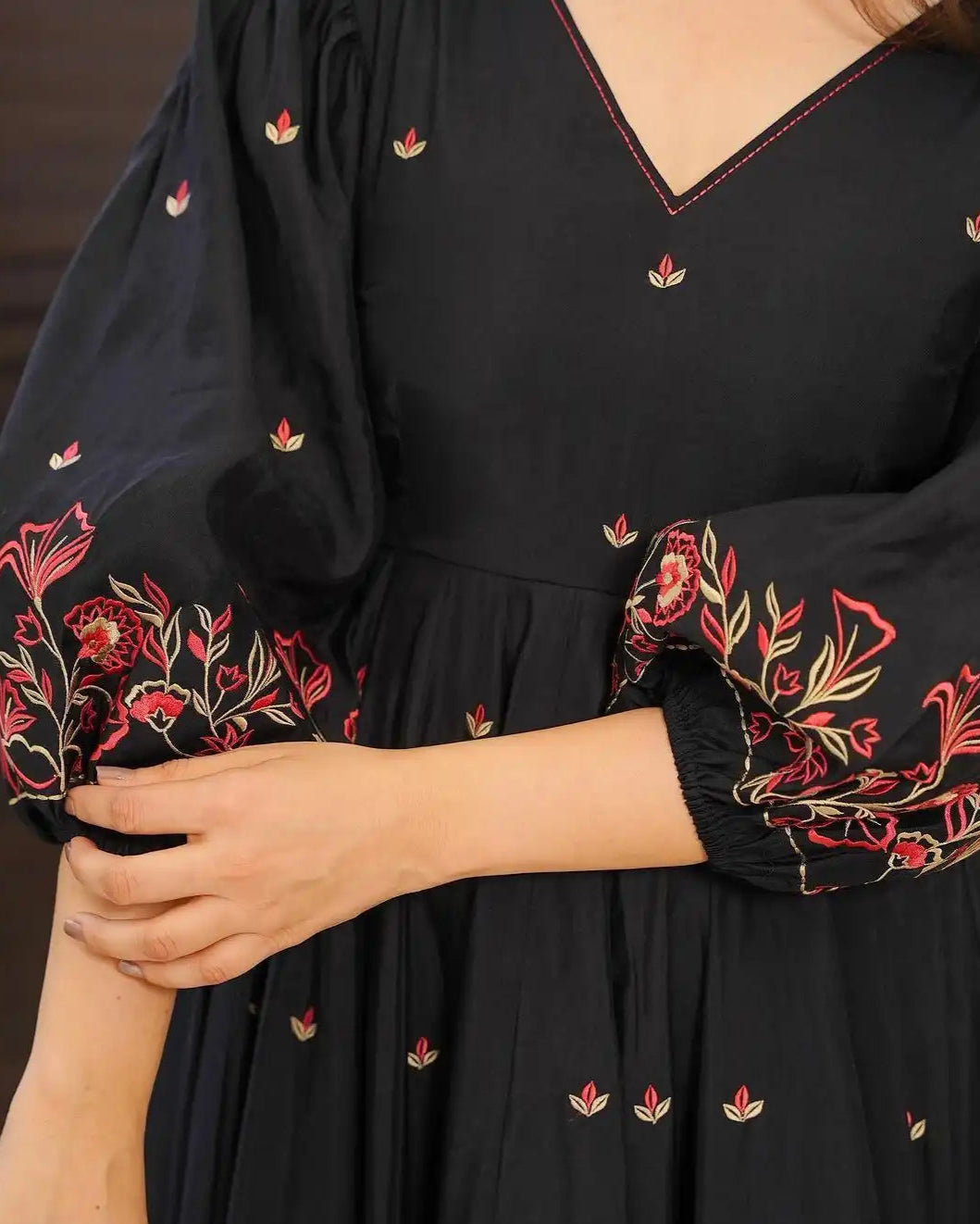Premium Slub Cotton Gown Set with Dupatta