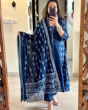 Trendy Cotton Blend Kurta Pant Dupatta Set