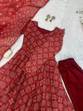 Stunning Red Suit with Floral Design