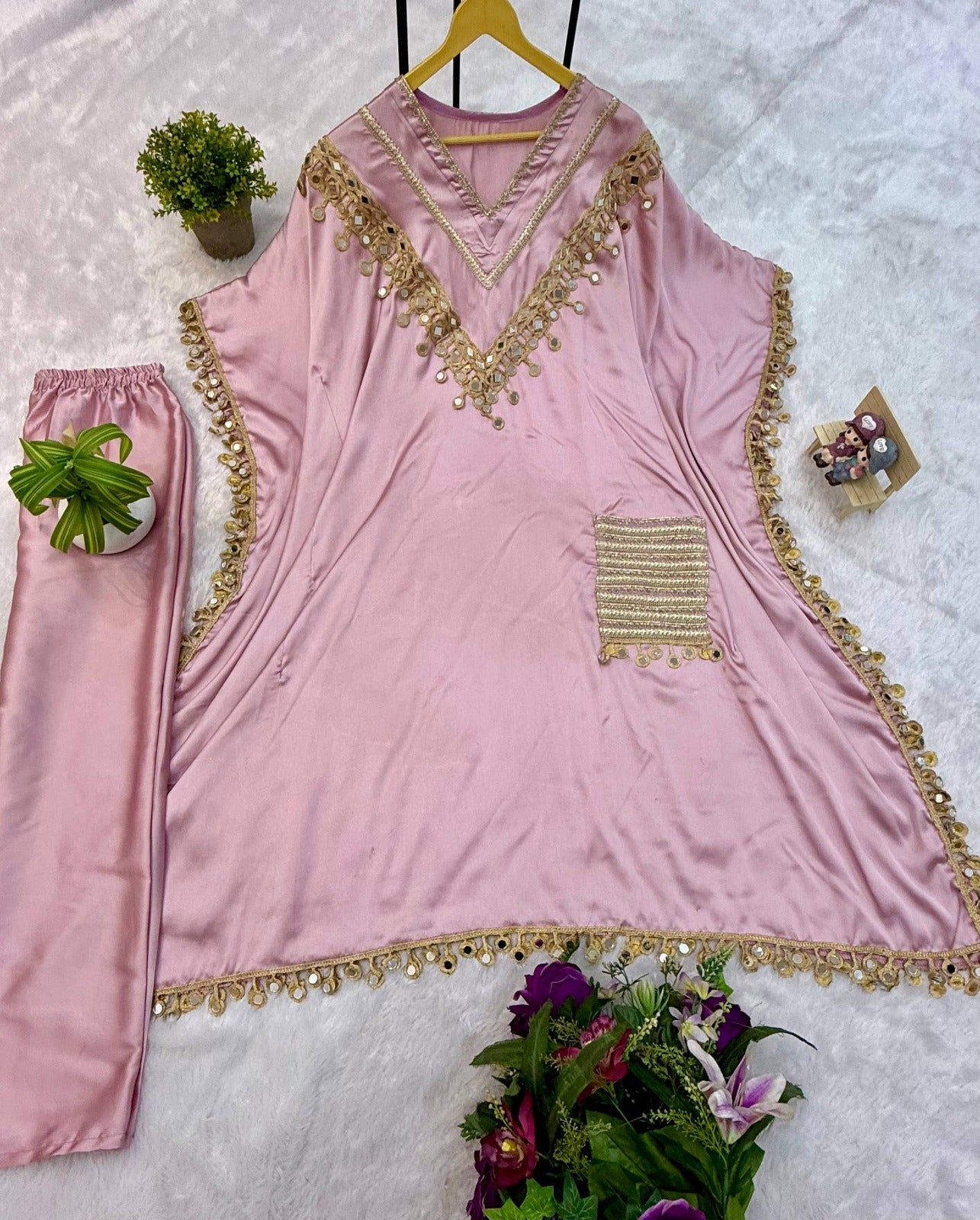Devsena Satin Kaftan - Pink