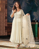 Pearl Whisper – Premium Vichitra Silk Kurti & Dupatta Set