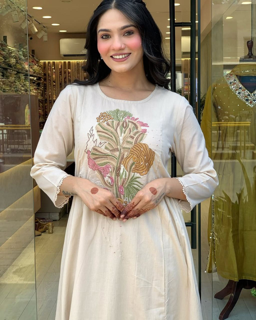 Timeless Cream – Elegant Embroidery Suit Set