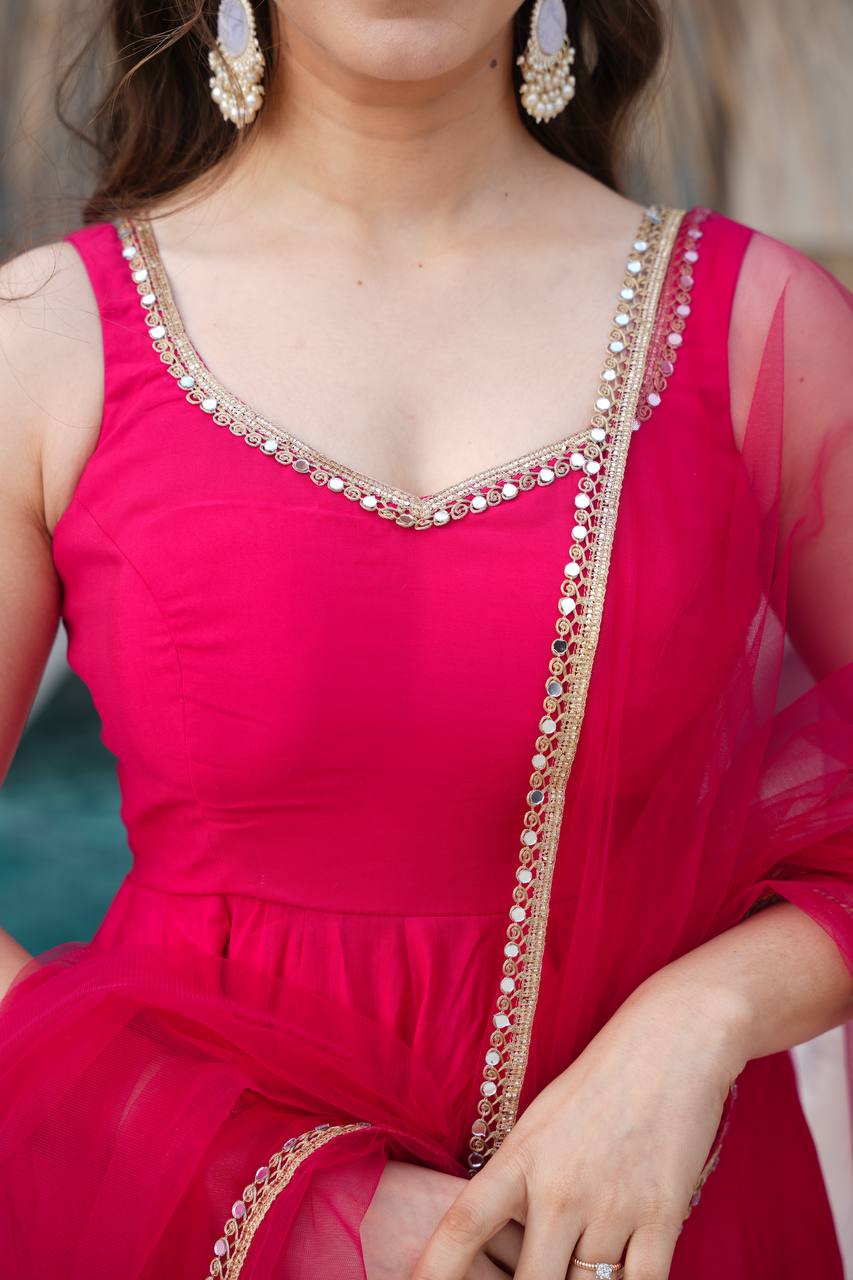 Pure Romansilk Chanderi Full Flair Anarkali with Dupatta – Festive & Wedding Ready Set