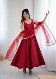 Pure Romansilk Chanderi Full Flair Anarkali with Dupatta – Festive & Wedding Ready Set