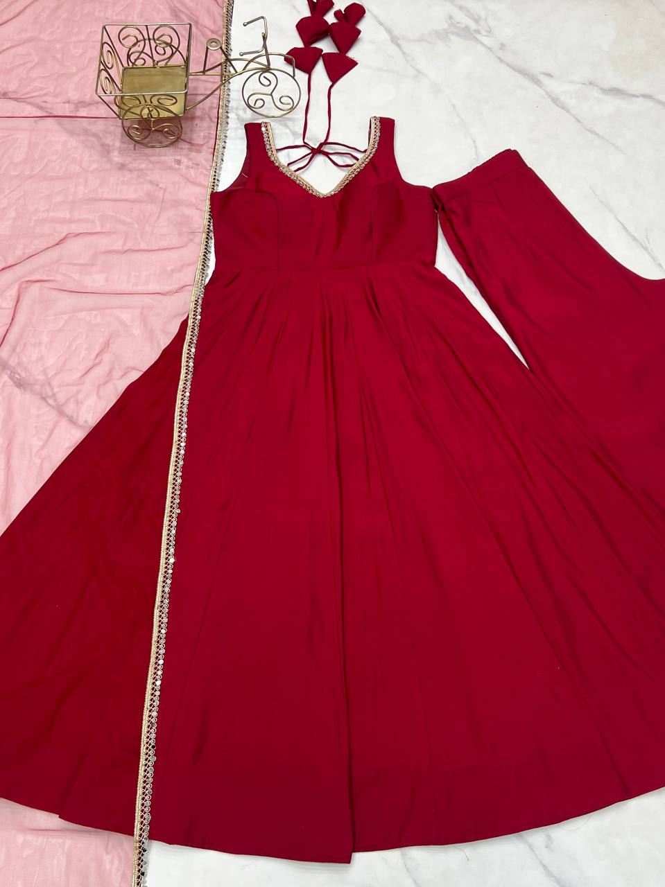 Pure Romansilk Chanderi Full Flair Anarkali with Dupatta – Festive & Wedding Ready Set