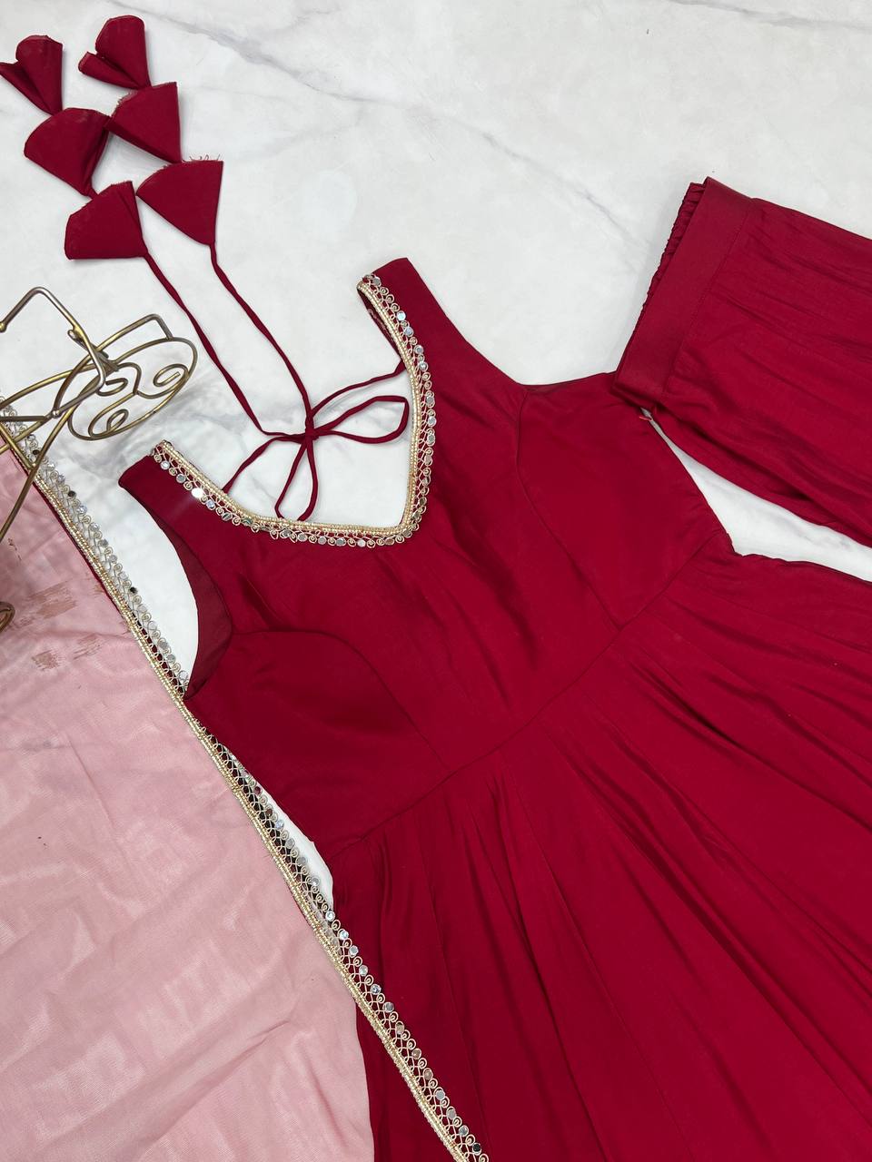 Pure Romansilk Chanderi Full Flair Anarkali with Dupatta – Festive & Wedding Ready Set