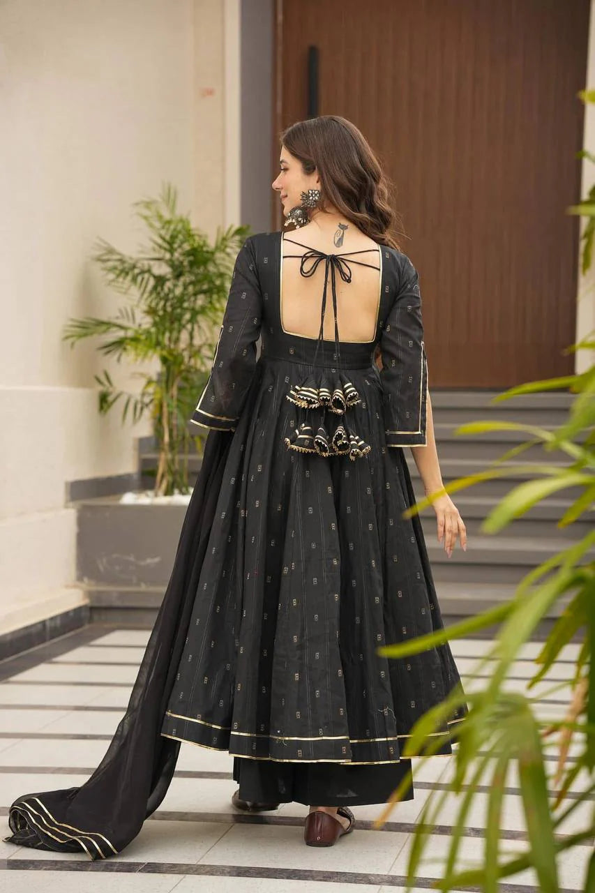 Gorgeous Black Anarkali Gown with Dupatta