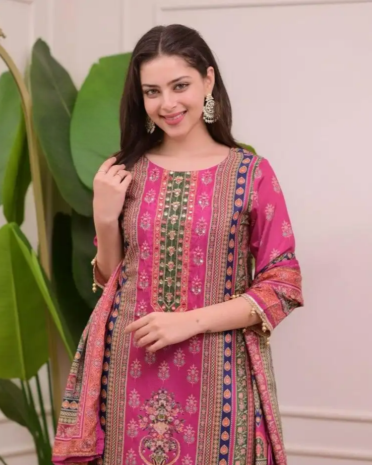 Vibrant Fancy Printed Kurti Sharara Set – Chic Ethnic Fashion Statement